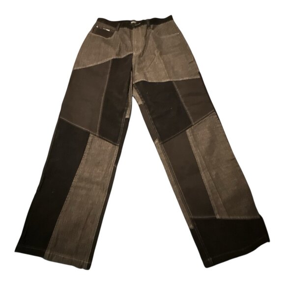 South Pole Jeans Men 36 Black Grey Patchwork Denim Y2K